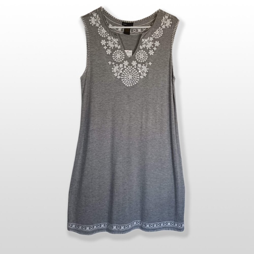 Grace Dresses Grey Jersey Embroidered Dress NWT Size L